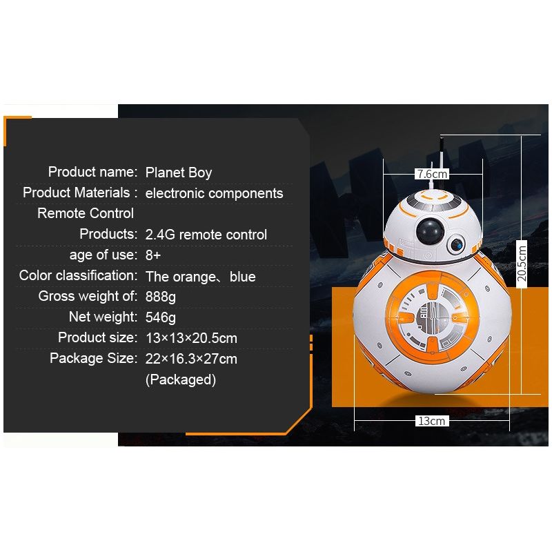 Uppgraderad Fjärrkontroll Star Wars BB-8 Robotleksak 2.4G med 360° Rotation och Magnetisk Upphängning för Barn