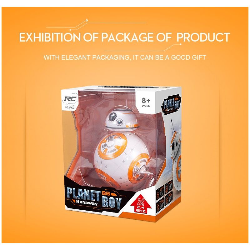 Uppgraderad Fjärrkontroll Star Wars BB-8 Robotleksak 2.4G med 360° Rotation och Magnetisk Upphängning för Barn