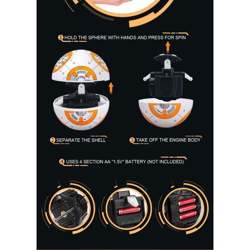 Uppgraderad Fjärrkontroll Star Wars BB-8 Robotleksak 2.4G med 360° Rotation och Magnetisk Upphängning för Barn
