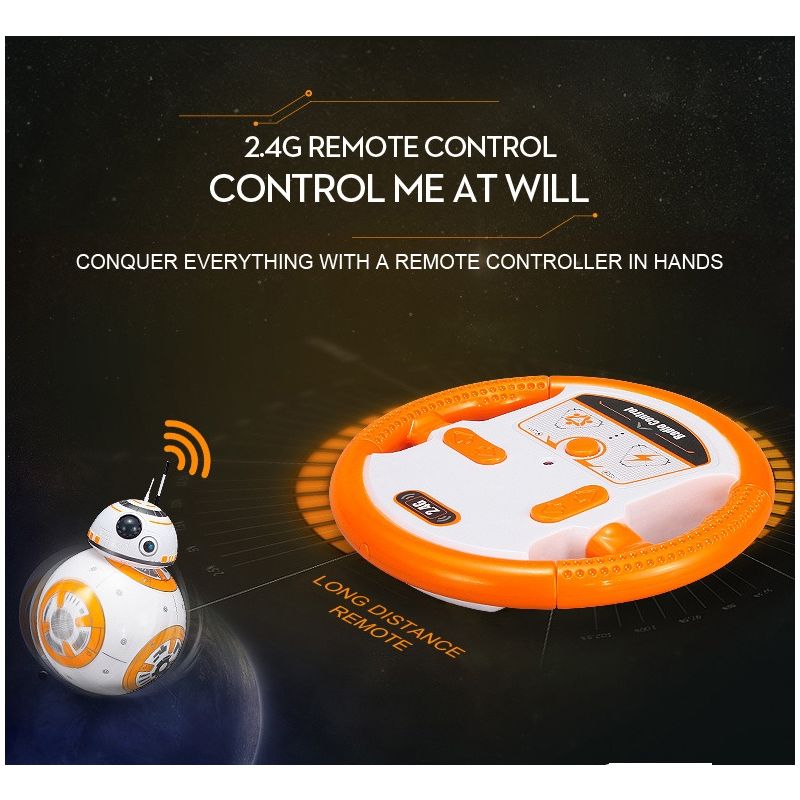 Uppgraderad Fjärrkontroll Star Wars BB-8 Robotleksak 2.4G med 360° Rotation och Magnetisk Upphängning för Barn