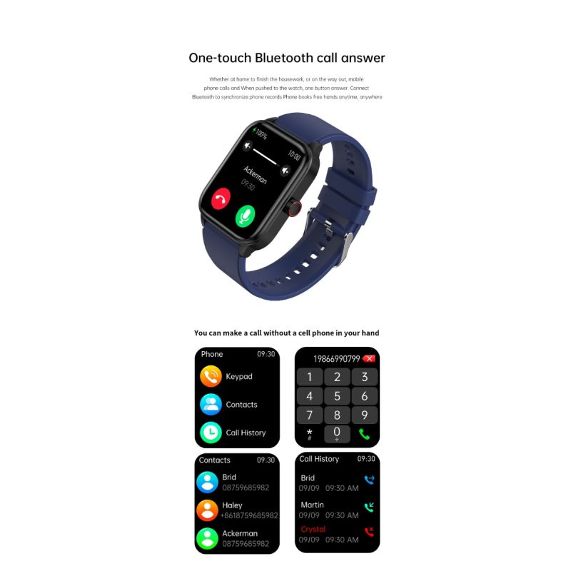 Smartwatch ET540: Blodsocker, EKG, Puls, Hälsoövervakning, Fitness Tracker, Bluetooth-samtal. 1.85