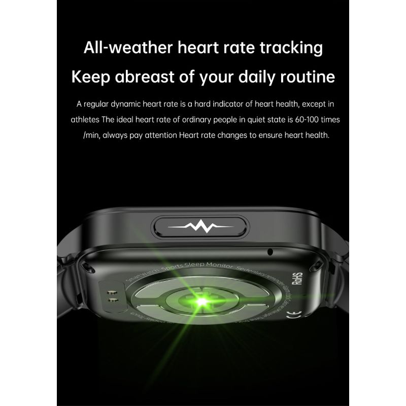 Smartwatch ET540: Blodsocker, EKG, Puls, Hälsoövervakning, Fitness Tracker, Bluetooth-samtal. 1.85