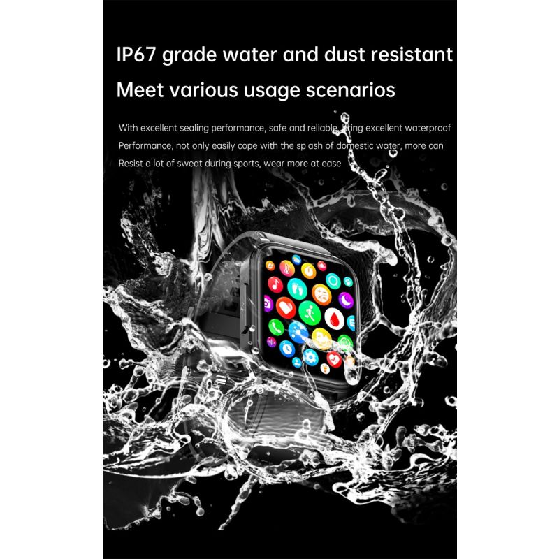 Smartwatch ET540: Blodsocker, EKG, Puls, Hälsoövervakning, Fitness Tracker, Bluetooth-samtal. 1.85