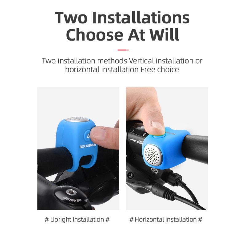 ROCKBROS Elektrisk Cykelklocka 110 dB Horn Regntålig för Säker Cykling MTB Cykelstyre Anpassa Cykel