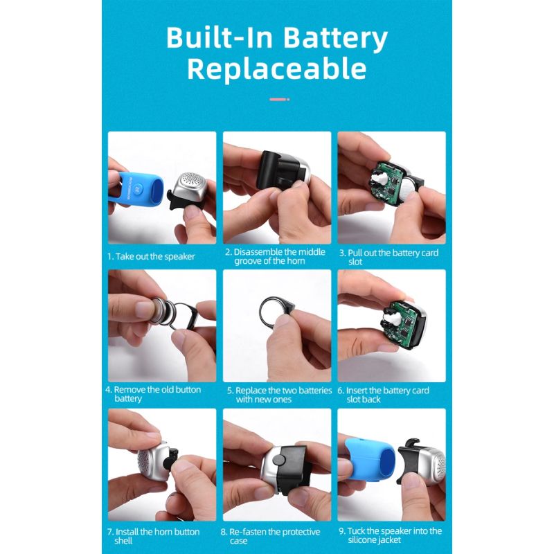 ROCKBROS Elektrisk Cykelklocka 110 dB Horn Regntålig för Säker Cykling MTB Cykelstyre Anpassa Cykel