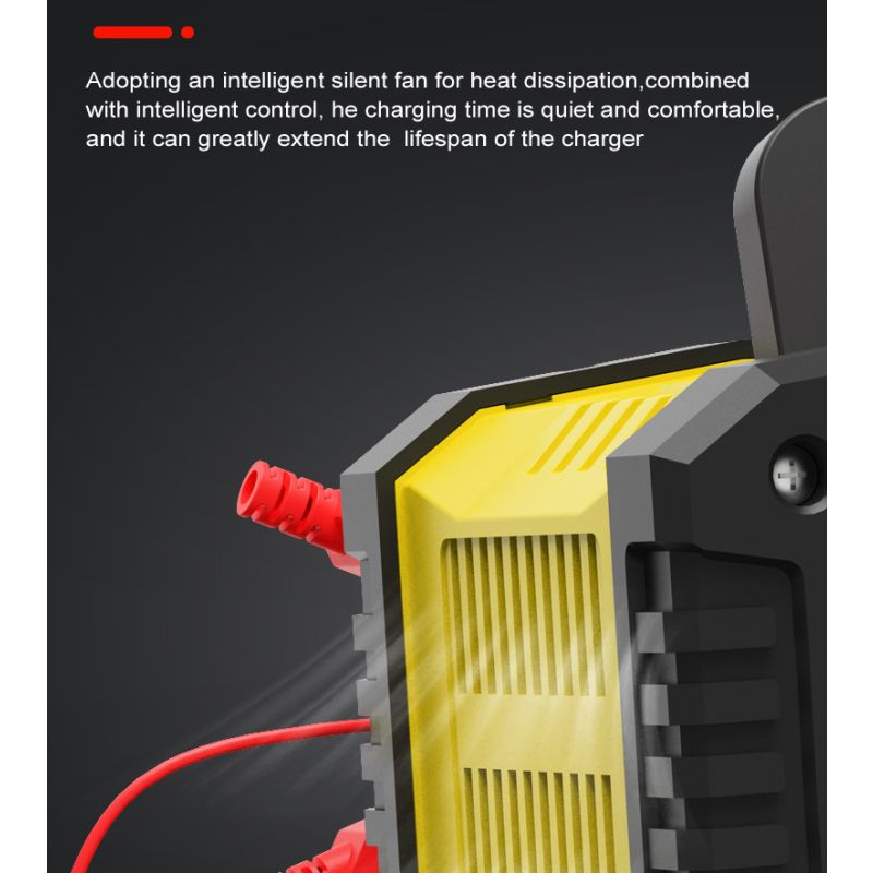 FOXSUR bärbar bilbatteriladdare 12V/24V motorcykel lastbil AGM LiFePO4 automatisk 7-stegs laddning effektivitet
