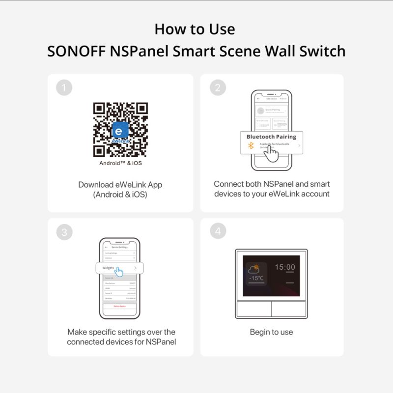 SONOFF NSPanel WiFi Smart Switch EU/US med Pekskärmsgränssnitt för Scenariobaserad Kontroll i Smarta Hem