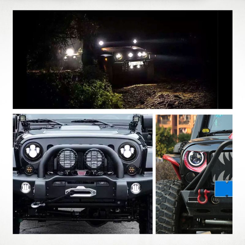 CO LIGHT 7 tums LED-strålkastare H4 DRL för Jeep Wrangler och Lada Niva Väderbeständig multifunktionell halo