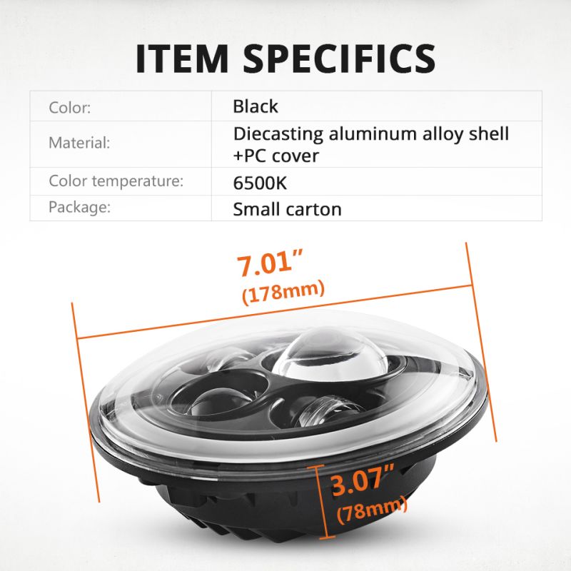 CO LIGHT 7 tums LED-strålkastare H4 DRL för Jeep Wrangler och Lada Niva Väderbeständig multifunktionell halo