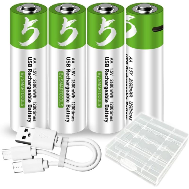 Uppladdningsbara AA-batterier USB-C 2600mWh 1.5V – Hållbara & Kostnadsbesparande!