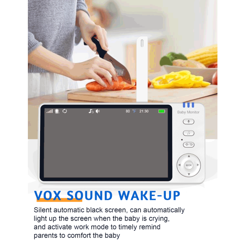 ABM501 Video Babymonitor 5.0 tums LCD 2.4G Trådlös Föräldraskap Säkerhet med Nattvision och Tvåvägs Audio
