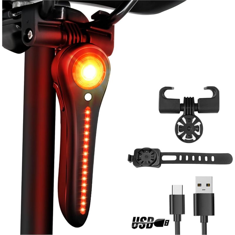 Smart USB-C Cykelbakljus: Super LED baklampa, vattentät & laddbar för säker cykling!
