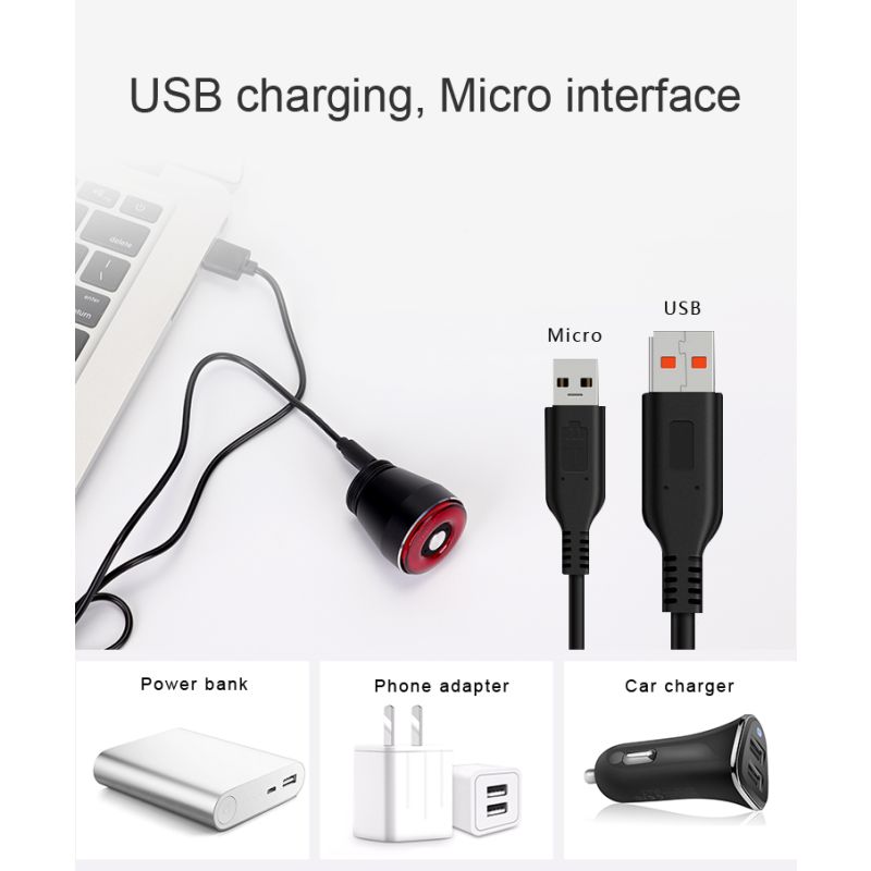 ANTUSI Q5 Smart Cykel Bakljus med Broms Sensing och Auto Start Stopp IPx6 Vattentät för Cykelsäkerhet