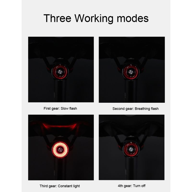 ANTUSI Q5 Smart Cykel Bakljus med Broms Sensing och Auto Start Stopp IPx6 Vattentät för Cykelsäkerhet