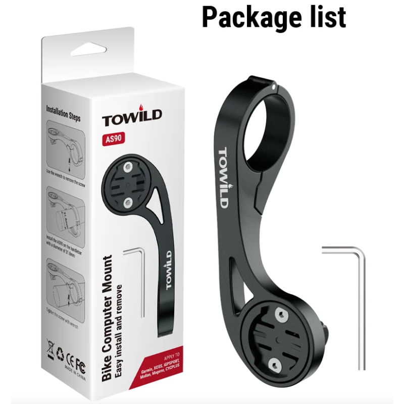 TOWILD AS90 Cykelstyrfäste - Förlängningsfäste för cykellampa & datorhållare. Enkel & hållbar.