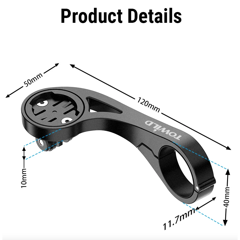TOWILD AS90 Cykelstyrfäste - Förlängningsfäste för cykellampa & datorhållare. Enkel & hållbar.