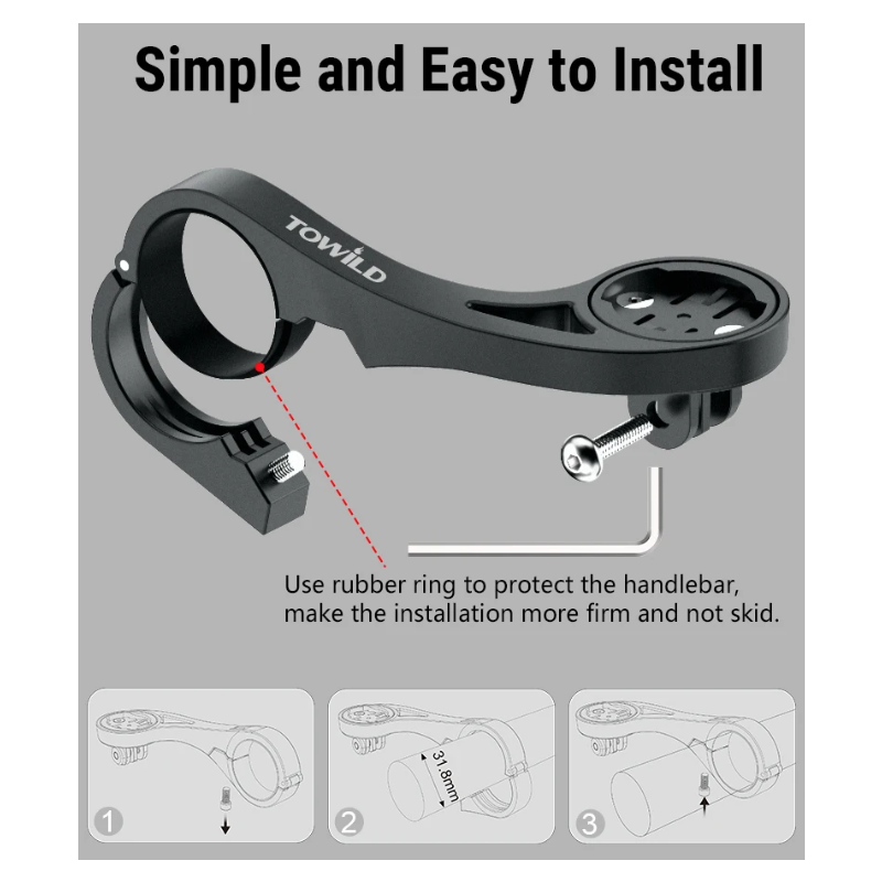 TOWILD AS90 Cykelstyrfäste - Förlängningsfäste för cykellampa & datorhållare. Enkel & hållbar.