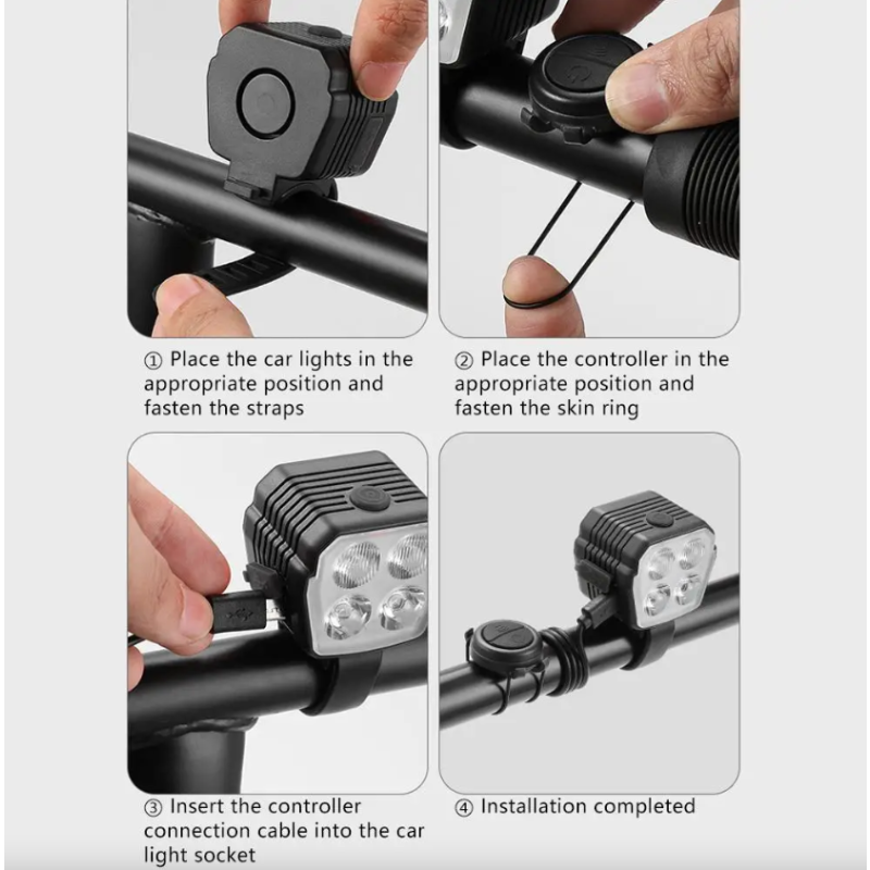 2-i-1 Cykelbelysning & Cykelhorn: Uppladdningsbar LED Cykellampa 120dB Cykelklocka för MTB Säkerhet!