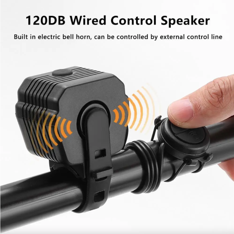 2-i-1 Cykelbelysning & Cykelhorn: Uppladdningsbar LED Cykellampa 120dB Cykelklocka för MTB Säkerhet!