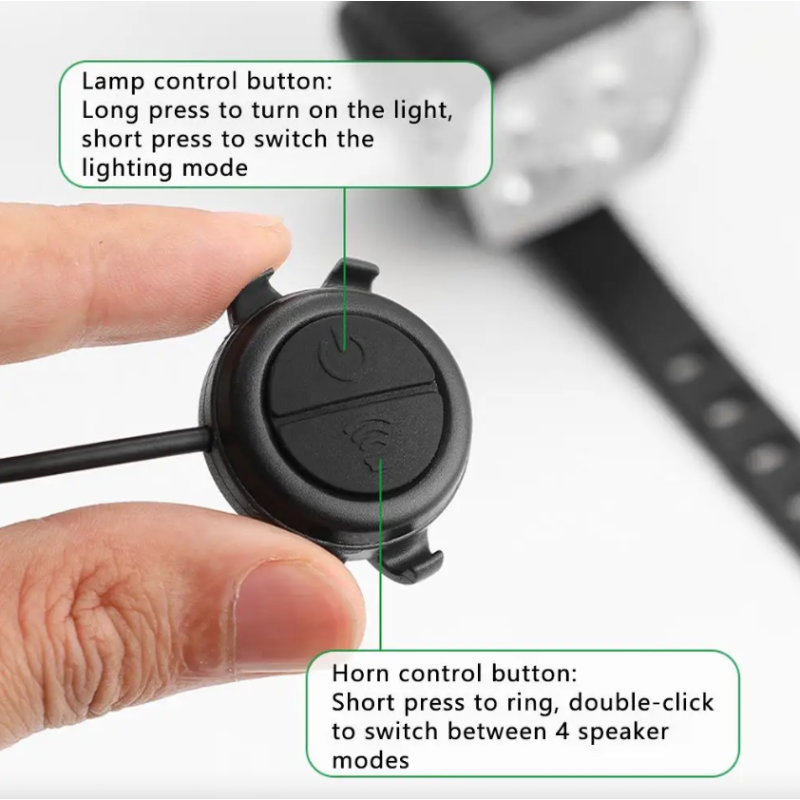 2-i-1 Cykelbelysning & Cykelhorn: Uppladdningsbar LED Cykellampa 120dB Cykelklocka för MTB Säkerhet!