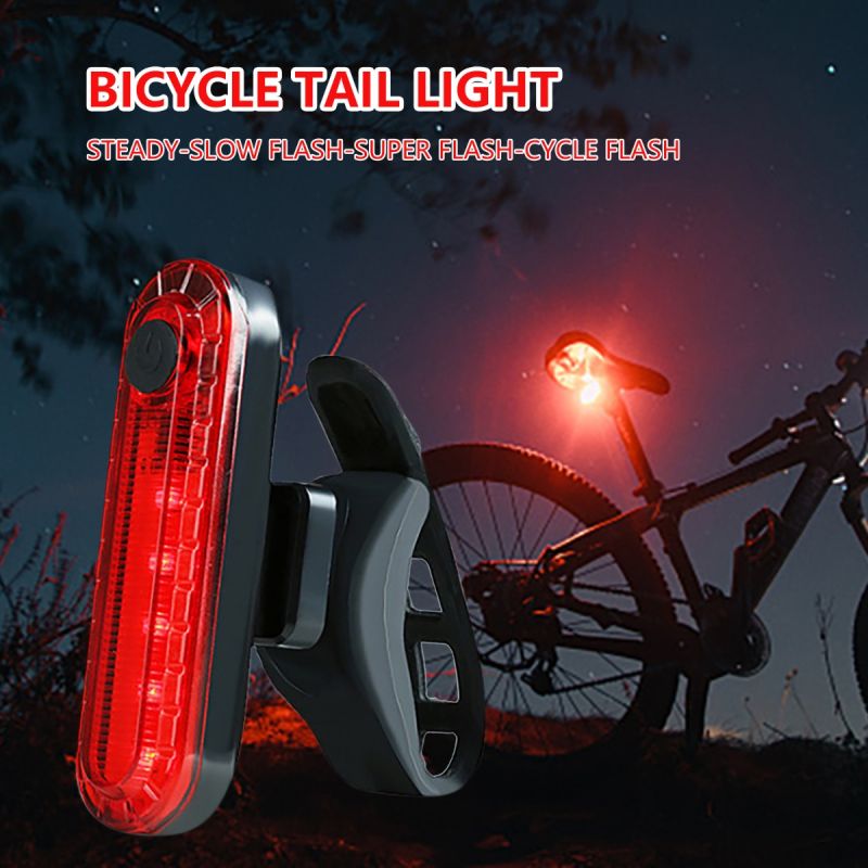 Cykelbakljus USB-laddningsbar Röd med LED Teknik Hög Synlighet Kompakt Design Cykeltillbehör