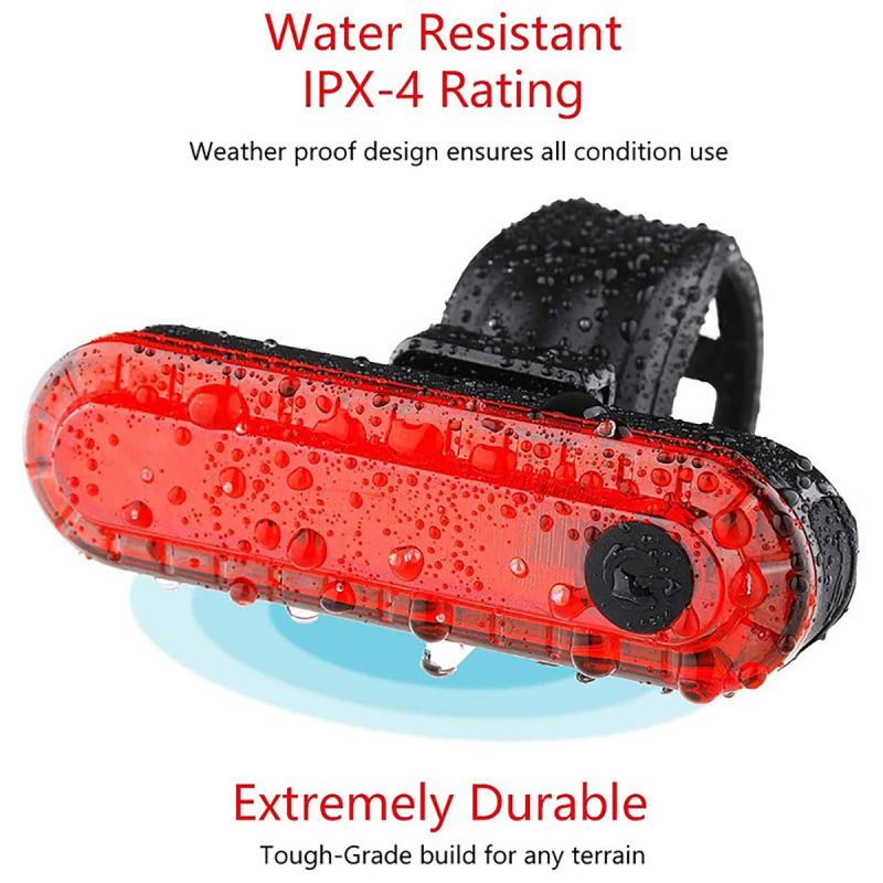 Cykelbakljus USB-laddningsbar Röd med LED Teknik Hög Synlighet Kompakt Design Cykeltillbehör