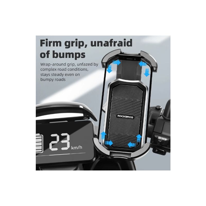 ROCKBROS cykeltelefonhållare 4,7-6,8 tum stötsäker 360° rotera för cykling smartphone hållare cykeltillbehör