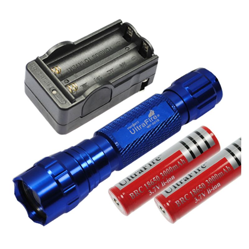 Upptäck Multi Color Välj UltraFire 501B LED-ficklampa 1300 Lumen 5 lägen camping vandring aluminium design