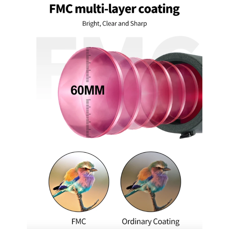 25-75x60 Spottingscope ED-lins | Kraftfullt Monokulärt Teleskop för Fågelskådning & Utomhus | BAK4