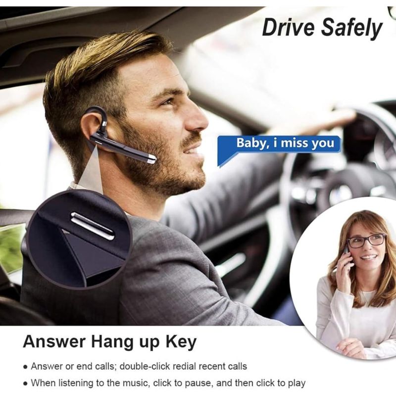 Trådlöst Headset Bluetooth YYK-520 | Företagshörlurar med Mikrofon, Brusreducering & Handsfree Sport