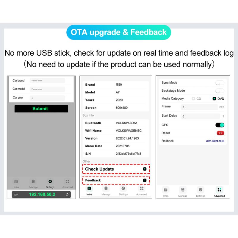 CarlinKit 4.0 trådlös CarPlay för Audi VW Porsche Kia Android Auto Adapter enkel installation kompakta