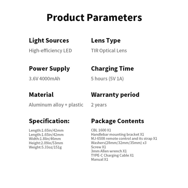 Magicshine CBL1600 LED cykelljus 1600 lumen fjärrstyrd för säker nattcykling och optimal nattesynlighet