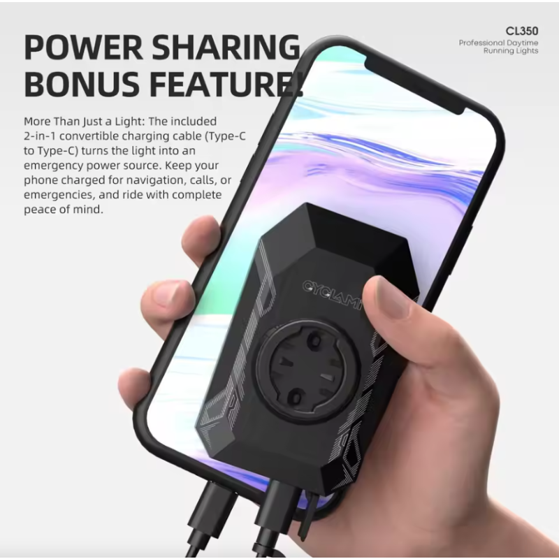 CYCLAMI CL350 Cykellampa | 4000mAh Cykelstrålkastare med Type-C Laddning | Framlampa & Kraftbank