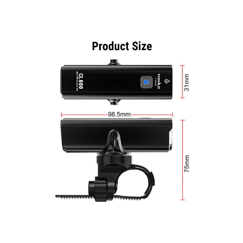TOWILD CL600 cykelljus USB-uppladdningsbar LED hög lumen cykeltillbehör med vattentät design för säker cykling
