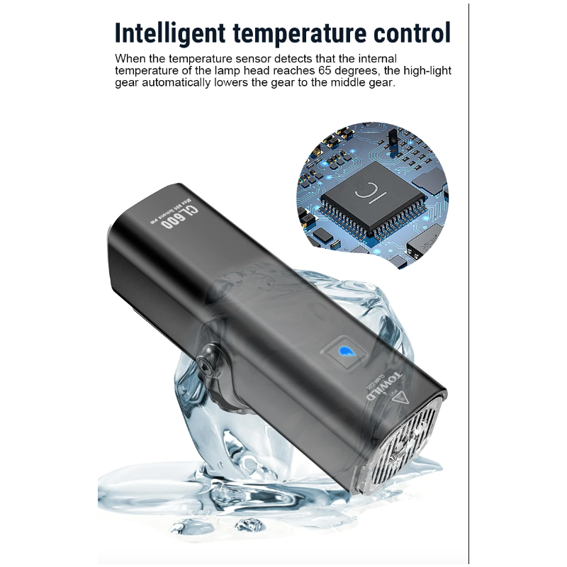 TOWILD CL600 cykelljus USB-uppladdningsbar LED hög lumen cykeltillbehör med vattentät design för säker cykling