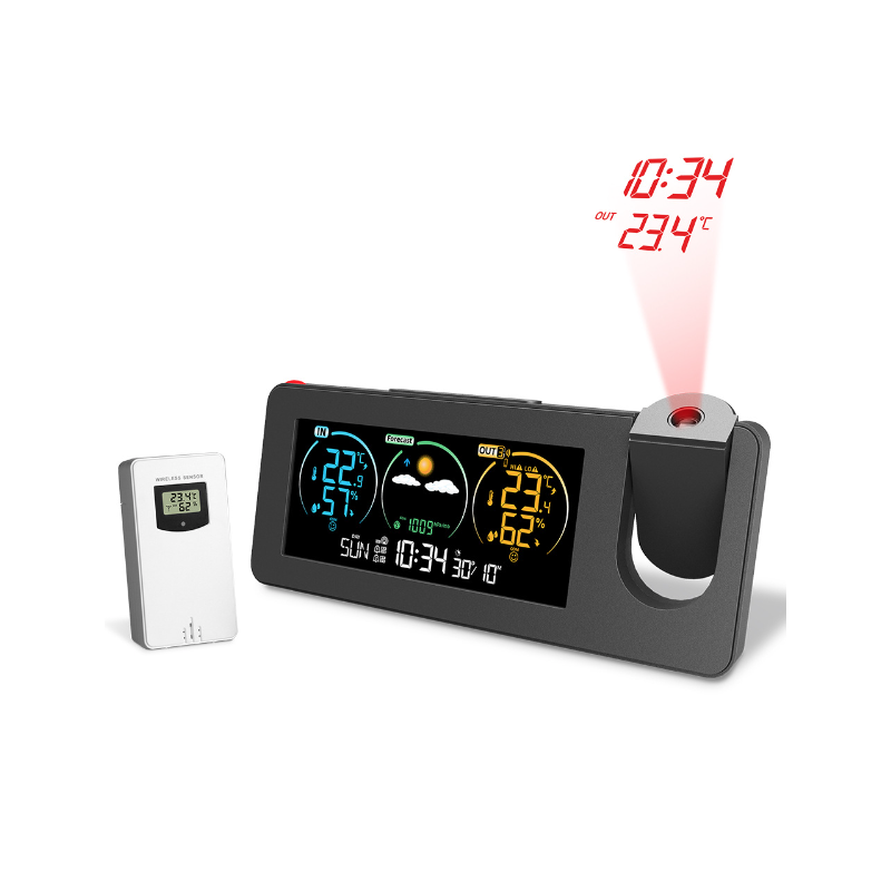 Stilren Projektionsklocka med Väggklocka och Digitalt alarm perfekt för Heminredning Evighetskalender 7 språk