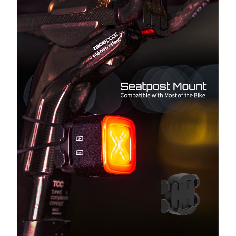 Upptäck Enfitnix Cubelite III Smart bakljus med ultraljust LED-ljus 30 lumen USB-laddning för cykelsäkerhet