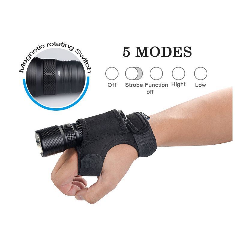 TrustFire TR-DF008 LED dykficklampa 2700 lumen vattentät IPX8 3-läges magnetkontroll utmärkt för äventyr