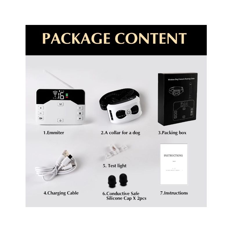 Trådlöst elektroniskt hundstängselsystem och fjärrträningshalsband för säker hundträning och husdjursgränser