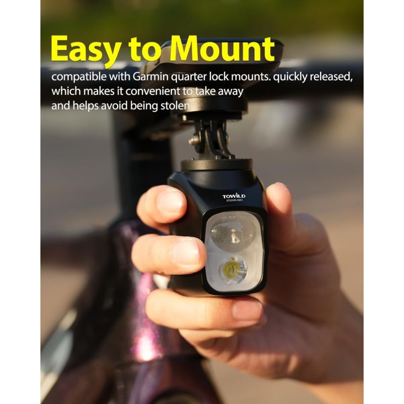 TOWILD DLite 1700 DL1700 Cykellampa - USB Laddningsbar, 1900 Lumen, Vattentät Framlampa