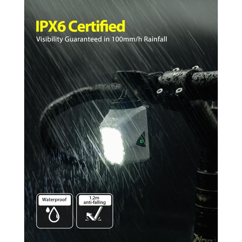 TOWILD DLite 1700 DL1700 Cykellampa - USB Laddningsbar, 1900 Lumen, Vattentät Framlampa