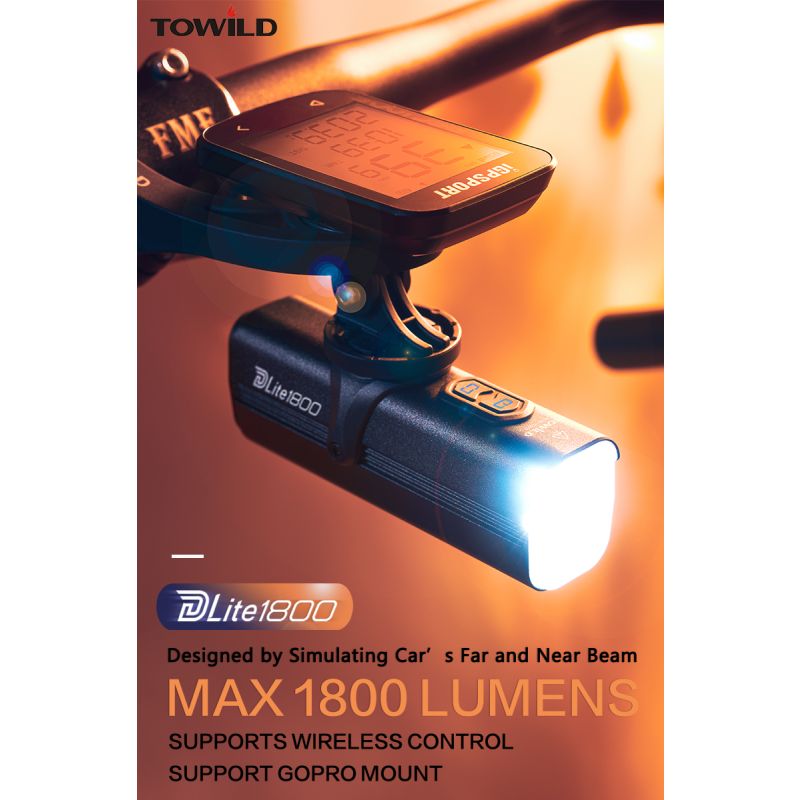 Uppgradera med TOWILD DLite 1800 LED cykellampa USB uppladdningsbar hög ljusstyrka vattentät för maximal synlighet