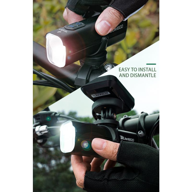 Uppgradera med TOWILD DLite 1800 LED cykellampa USB uppladdningsbar hög ljusstyrka vattentät för maximal synlighet