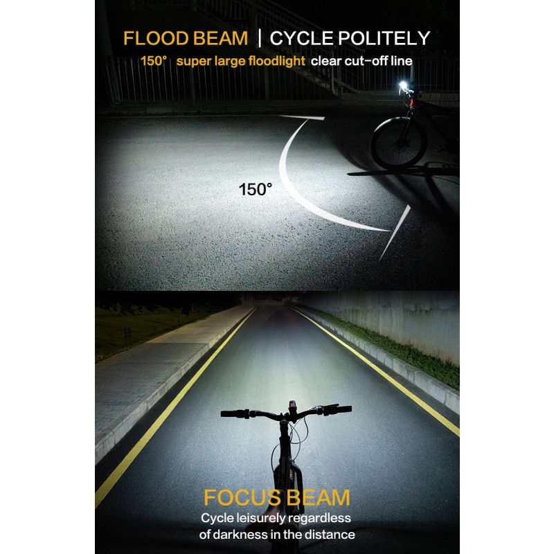 Uppgradera med TOWILD DLite 1800 LED cykellampa USB uppladdningsbar hög ljusstyrka vattentät för maximal synlighet