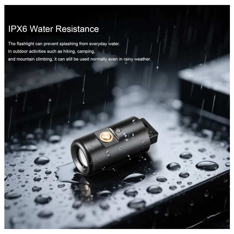 Minificklampa LED Uppladdningsbar Ficklampa Nyckelring Halsband Camping Vandring Portabel Lättvikt