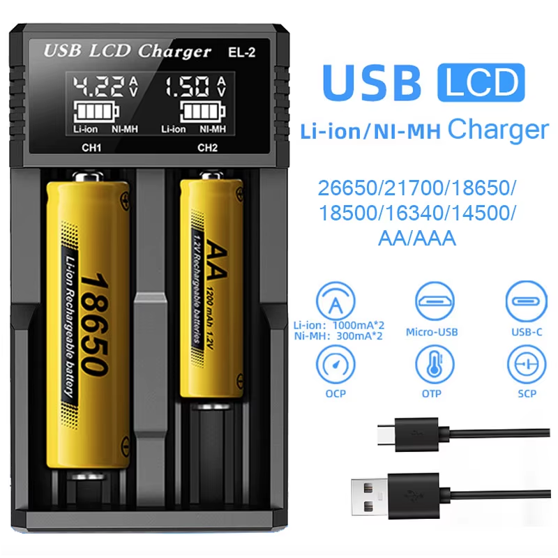 Mångsidig USB LCD Batteriladdare 18650 laddare 3.7V uppladdningsbart batteri effektiv laddning och kompatibilitet