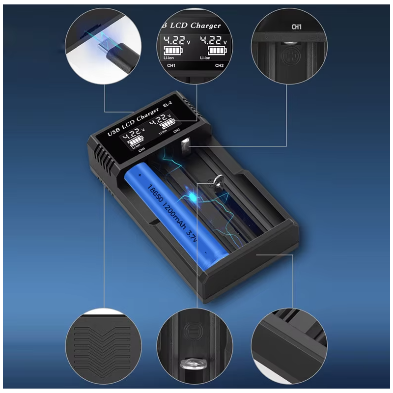 Mångsidig USB LCD Batteriladdare 18650 laddare 3.7V uppladdningsbart batteri effektiv laddning och kompatibilitet