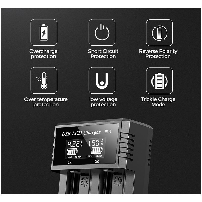 Mångsidig USB LCD Batteriladdare 18650 laddare 3.7V uppladdningsbart batteri effektiv laddning och kompatibilitet