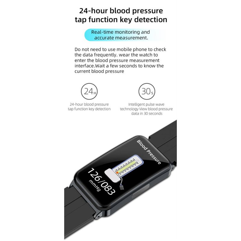 Smartklocka EKG/HRV Pulstemperatur, Fitness Tracker med Icke-Invasiv Blodsocker Mätning, Vattentät, HD-Skärm