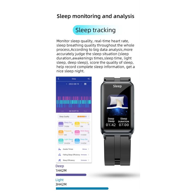Smartklocka EKG/HRV Pulstemperatur, Fitness Tracker med Icke-Invasiv Blodsocker Mätning, Vattentät, HD-Skärm